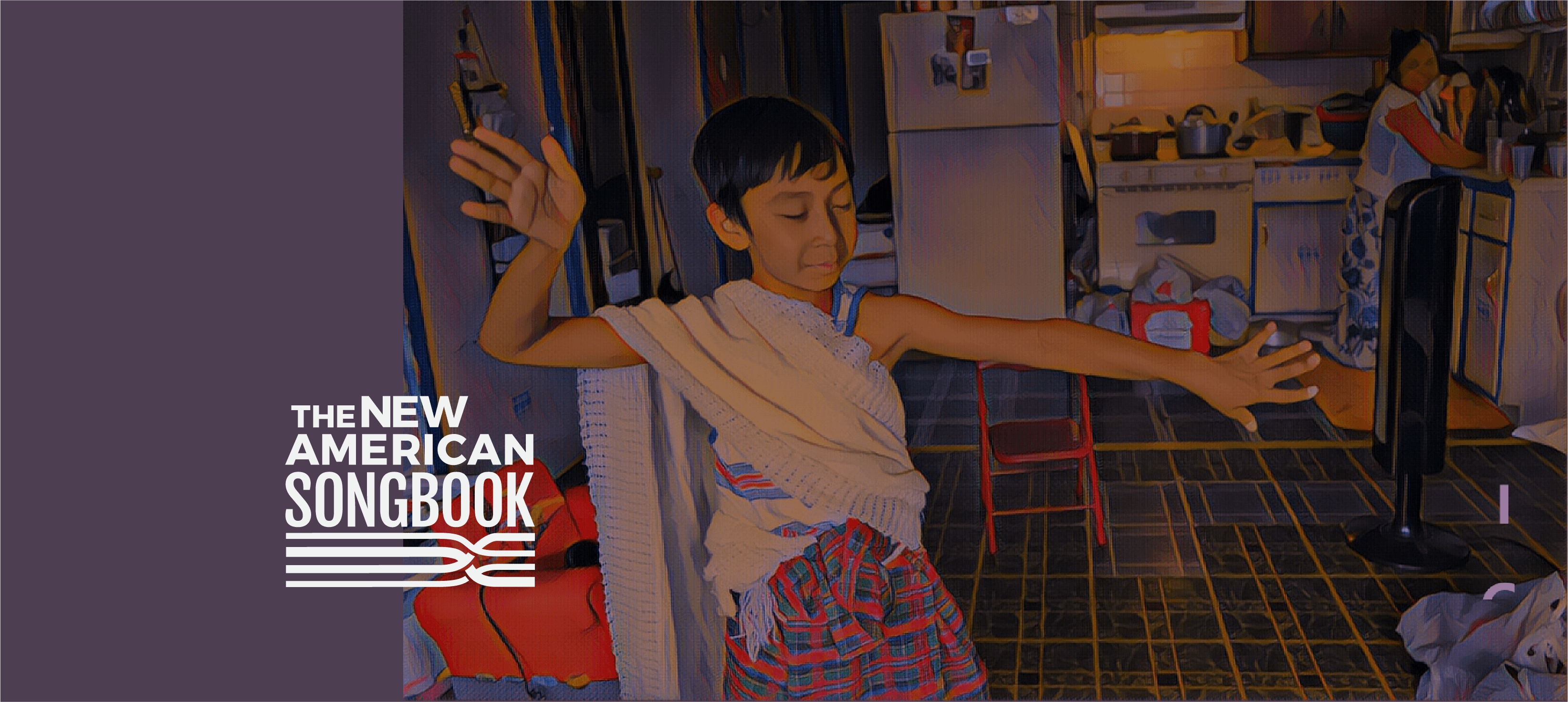 New American Songbook logo knocked out on photo.